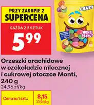 Biedronka Orzeszki arachidowe w czekoladzie mlecznej i cukrowej otoczce Monti oferta