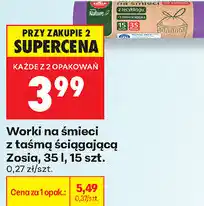 Biedronka Worki na śmieci z taśmą ściągającą Zosia, 35 l, 15 szt oferta