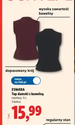Lidl Top damski z bawełną Esmara oferta