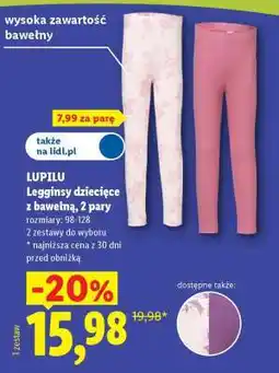 Lidl LUPILU Legginsy dziecięce z bawełną, 2 pary oferta