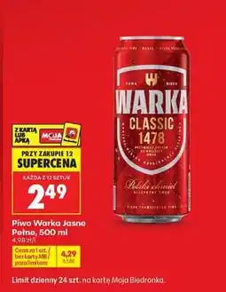 Biedronka Piwo Warka Jasne Pełne , 500 ml oferta