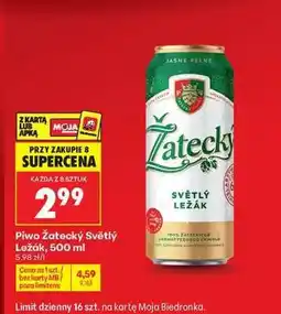 Biedronka Piwo Žatecký Světlý ležák 500 ml oferta