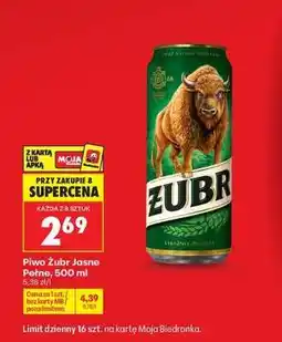 Biedronka Piwo Żubr Jasne Pełne, 500 ml oferta