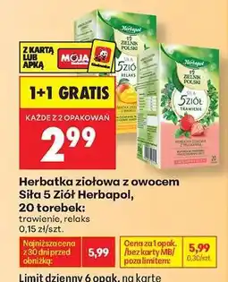 Biedronka Herbatka ziołowa z owocem Siła 5 Ziół Herbapol, 20 torebek oferta