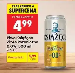 Biedronka Piwo Książęce Złote Pszeniczne 0,0%, 500 ml oferta