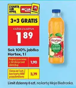Biedronka Sok 100% jabłko Hortex, 1l oferta