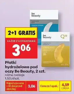 Biedronka Płatki hydrożelowe pod oczy Be Beauty, 2 szt oferta