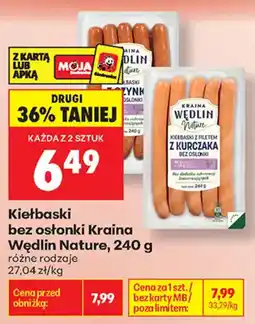 Biedronka Kiełbaski bez osłonki Kraina Wędlin Nature oferta