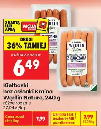 Biedronka Kiełbaski bez osłonki Kraina Wędlin Nature oferta