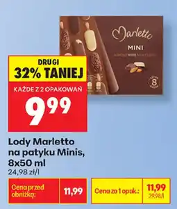 Biedronka Lody Marletto na patyku Minis oferta