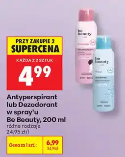 Biedronka Antyperspirant lub Dezodorant w spray'u Be Beauty oferta