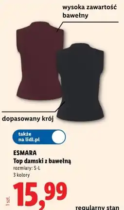 Lidl ESMARA Top damski z bawełną oferta