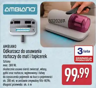 Ambiano Odkurzacz do usuwania roztoczy do mat i tapicerkek