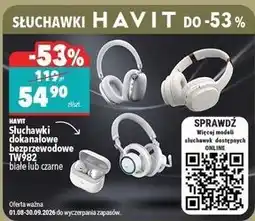 Biedronka Słuchawki dokanałowe bezprzewodowe Havit TW982 białe lub czarne oferta