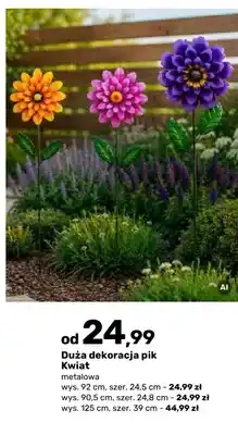 Bricomarche Duża dekoracja pik Kwiat metalowa 92 cm oferta