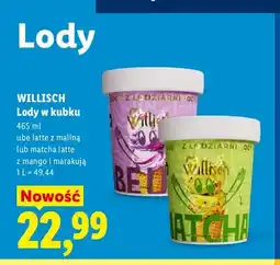 Lidl Lody w kubku Willisch matcha latte z mango i marakują oferta
