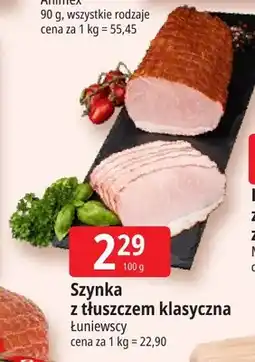 E.Leclerc Szynka z tłuszczem klasyczna Łuniewscy oferta