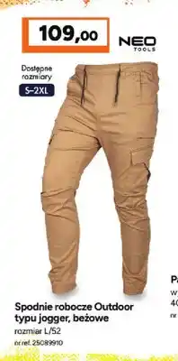 Bricoman Spodnie robocze Outdoor typu jogger beżowe NEO TOOLS oferta
