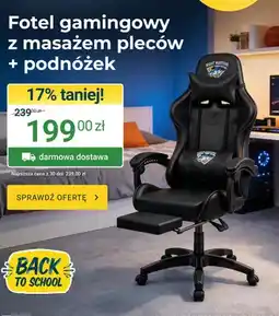 ERLI Fotel gamingowy z masażem pleców + podnóżek Night Hunters oferta