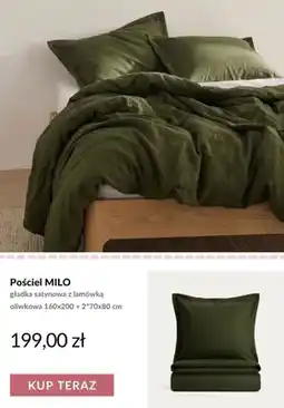 Homla Pościel satynowa MILO gładka z lamówką oliwkowa 160x200 cm + 2x70x80 oferta