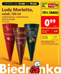 Biedronka Lody rożek Marletto orzech włoski oferta