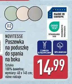 ALDI Poszewka na poduszkę do spania na boku Novitesse oferta