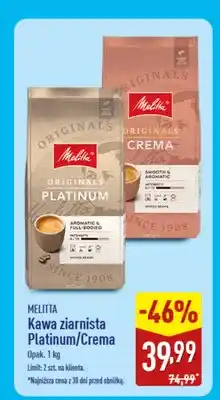 ALDI Kawa ziarnista Melitta Originals Crema oferta