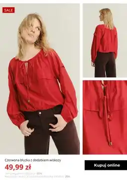 Greenpoint Bluzka damska czerwona z dodatkiem wiskozy Greenpoint oferta