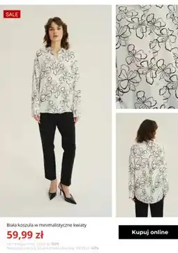 Greenpoint Biała koszula w minimalistyczne kwiaty Greenpoint oferta