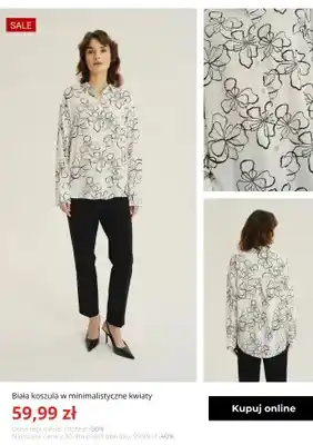 Biała koszula w minimalistyczne kwiaty Greenpoint