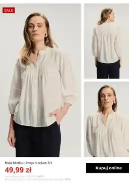 Greenpoint Bluzka damska biała o kroju A rękaw 3/4 Greenpoint oferta