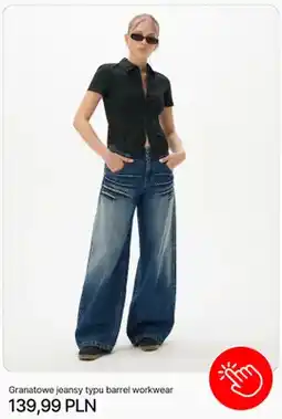 Cropp Jeansy damskie Cropp granatowe typu barrel workwear oferta