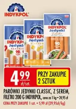 Sklepy Doroty Parówki Jedynki Classic, z serem, filetki 200 g Indykpol oferta