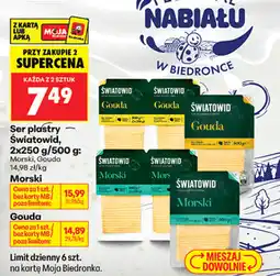 Biedronka Ser plastry Światowid, 2x250 g/500 g: Morski, Gouda oferta