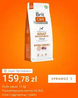Allegro Sucha karma dla psów Brit Care Mono Protein Adult Medium Breed z jagnięciną i ryżem oferta