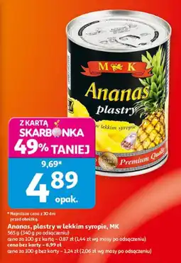 Auchan Ananas, plastry w lekkim syropie, MK oferta