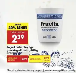 Biedronka Jogurt naturalny grecki Fruvita oferta
