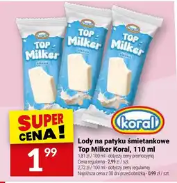 Twój Market Lody na patyku śmietankowe Top Milker Korali oferta