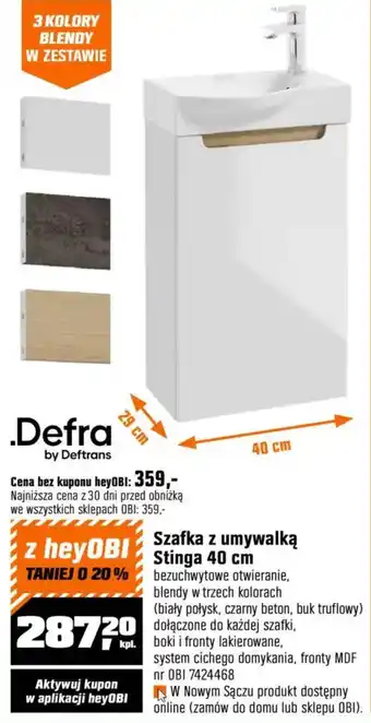 Szafka z umywalką Stinga 40 cm