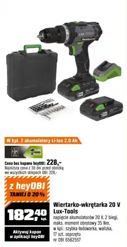 OBI Wiertarko-wkrętarka 20 V Lux-Tools oferta