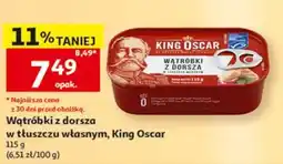 Auchan Wątróbki z dorsza w tłuszczu własnym, King Oscar oferta