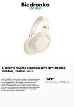 Biedronka Słuchawki nauszne bezprzewodowe Havit H630BT, składane, maślano-żółte oferta