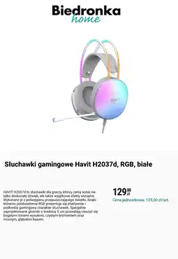 Biedronka Słuchawki gamingowe Habit H2037d, RGB, białe oferta