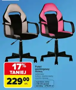 Carrefour Fotel gamingowy Patrol welurowy oferta