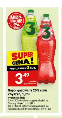 Twój Market Napój gazowany 20% soku Zbyszko Oranżada oferta