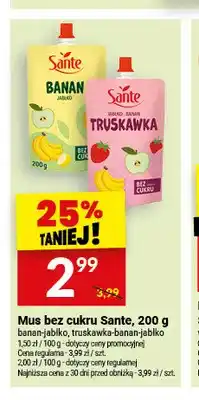 Twój Market Mus bez cukru Sante Banan Jabłko oferta