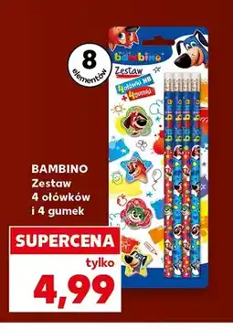 Kaufland Zestaw 4 ołówków i 4 gumek Bambino oferta