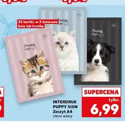 Kaufland Zeszyt A4 Interdruk Puppy Sign oferta