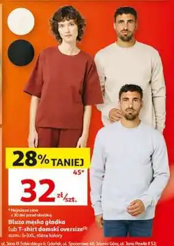 Auchan Bluza męska gładka lub T-shirt damski oversize oferta