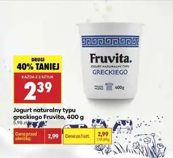 Biedronka Jogurt naturalny typu greckiego Fruvita, 400 g oferta